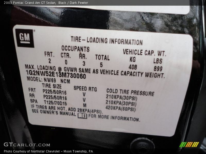 Black / Dark Pewter 2003 Pontiac Grand Am GT Sedan