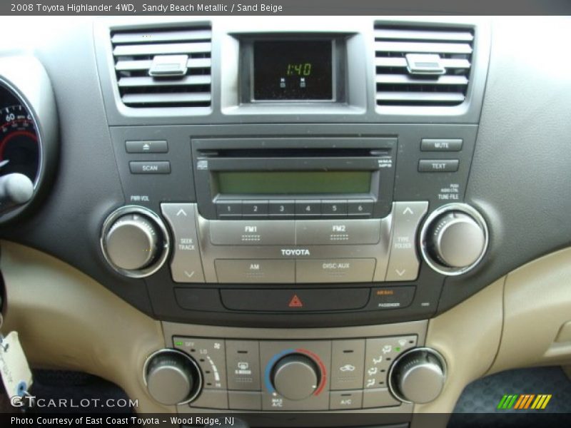 Controls of 2008 Highlander 4WD