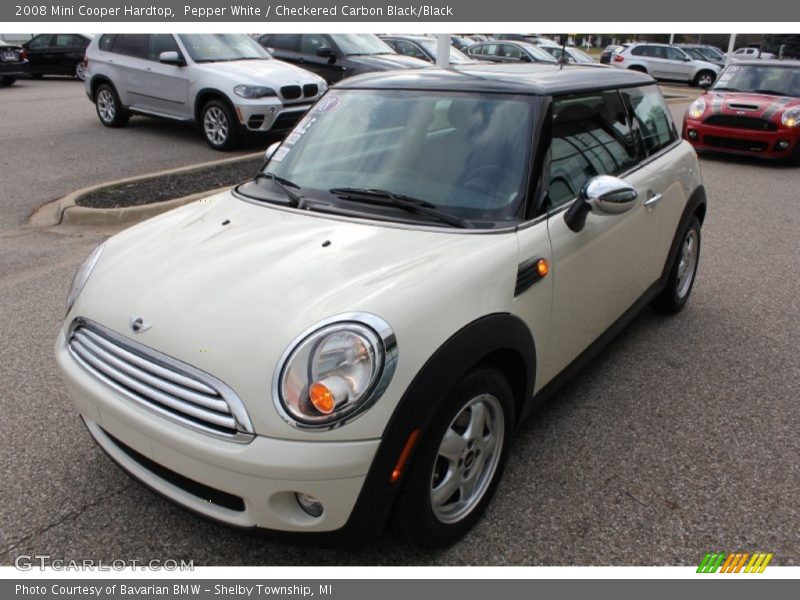 Pepper White / Checkered Carbon Black/Black 2008 Mini Cooper Hardtop