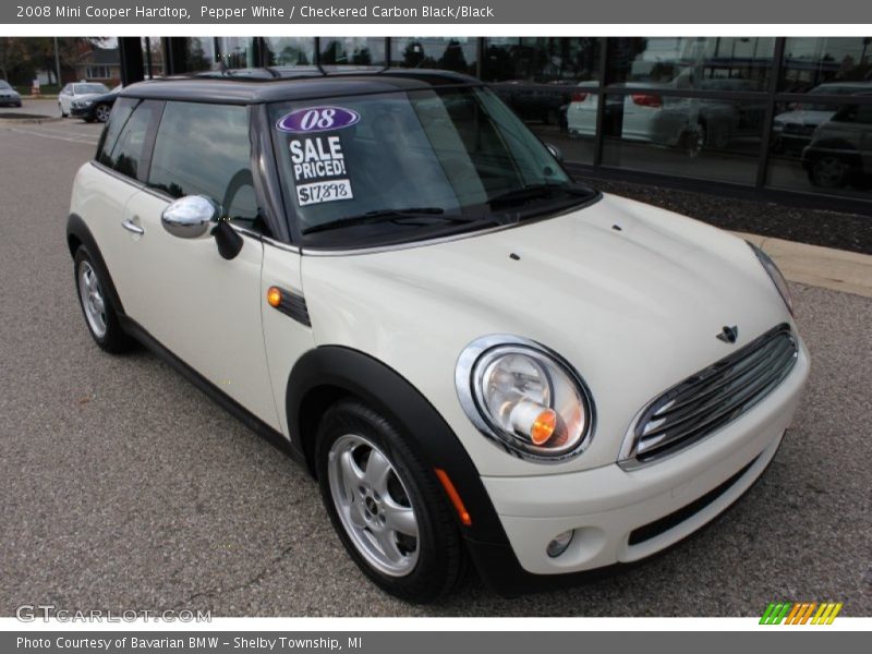 Pepper White / Checkered Carbon Black/Black 2008 Mini Cooper Hardtop