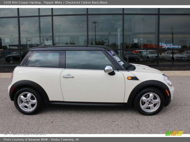 Pepper White / Checkered Carbon Black/Black 2008 Mini Cooper Hardtop