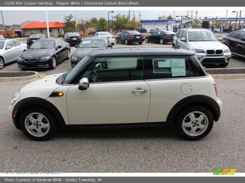 Pepper White / Checkered Carbon Black/Black 2008 Mini Cooper Hardtop
