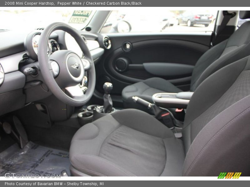 Pepper White / Checkered Carbon Black/Black 2008 Mini Cooper Hardtop