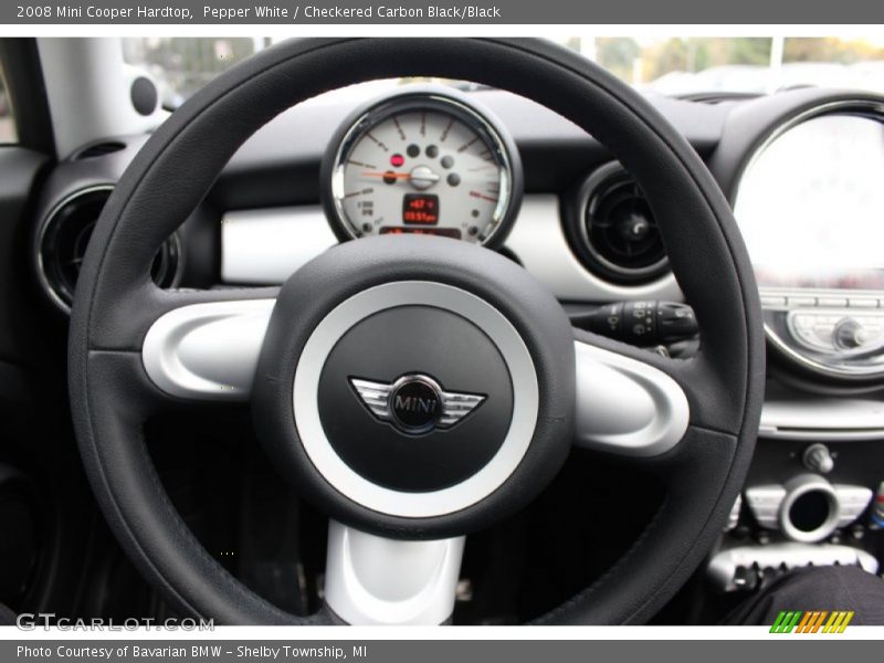 Pepper White / Checkered Carbon Black/Black 2008 Mini Cooper Hardtop