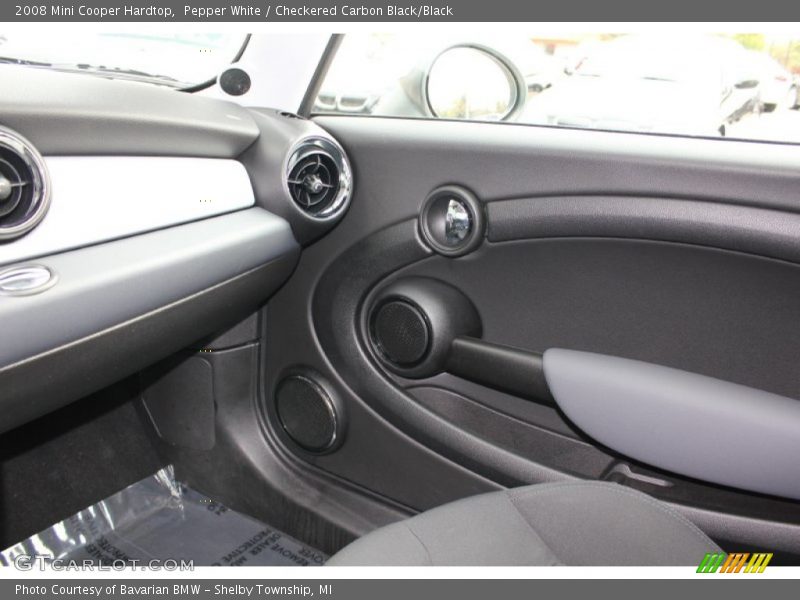 Pepper White / Checkered Carbon Black/Black 2008 Mini Cooper Hardtop