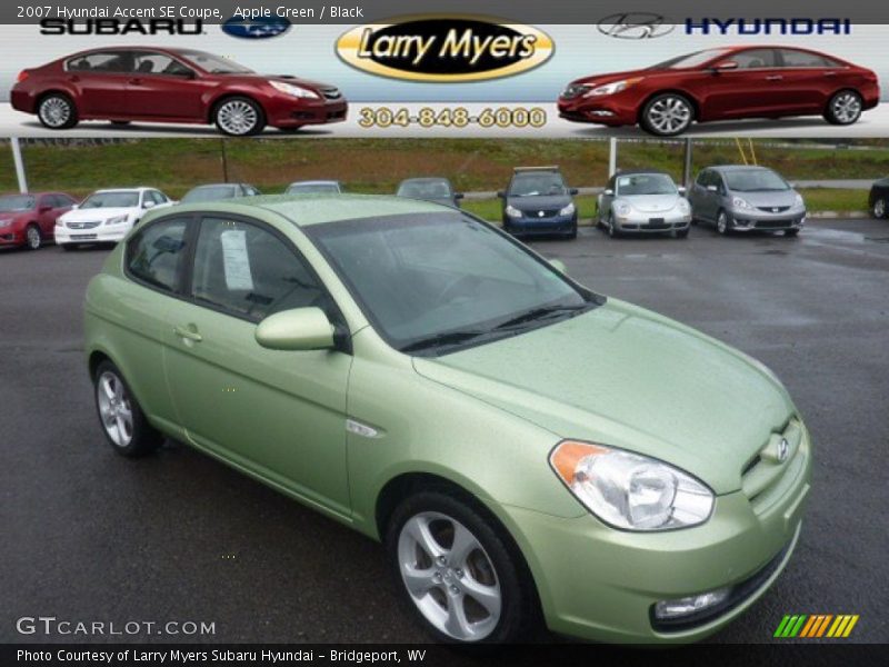 Apple Green / Black 2007 Hyundai Accent SE Coupe