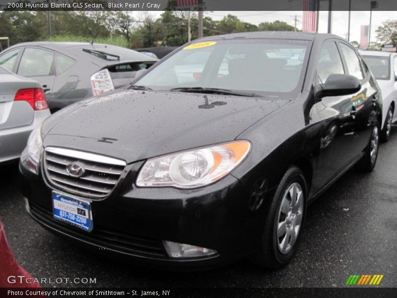 Black Pearl / Gray 2008 Hyundai Elantra GLS Sedan