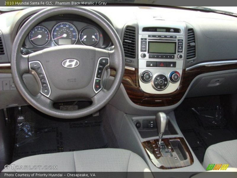 Phantom Black Metallic / Gray 2010 Hyundai Santa Fe GLS