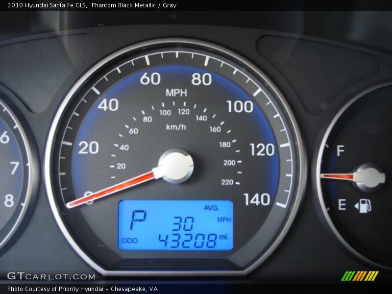 Phantom Black Metallic / Gray 2010 Hyundai Santa Fe GLS