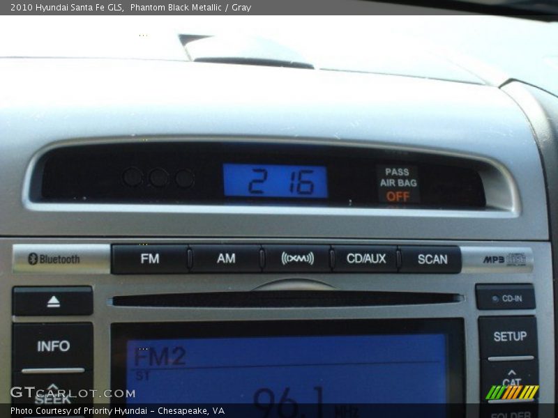 Phantom Black Metallic / Gray 2010 Hyundai Santa Fe GLS