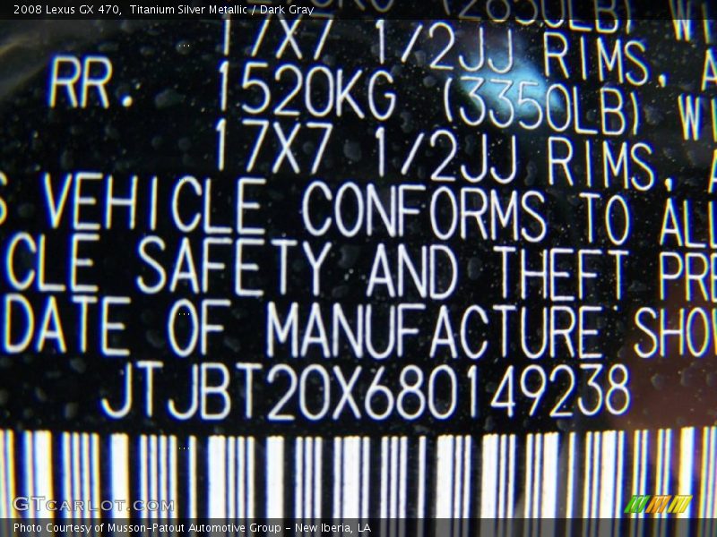 Titanium Silver Metallic / Dark Gray 2008 Lexus GX 470
