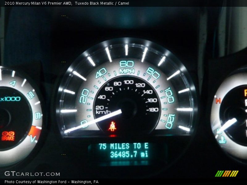 Tuxedo Black Metallic / Camel 2010 Mercury Milan V6 Premier AWD