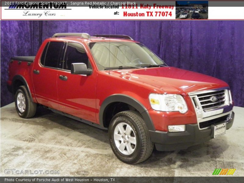 Sangria Red Metallic / Charcoal Black 2010 Ford Explorer Sport Trac XLT