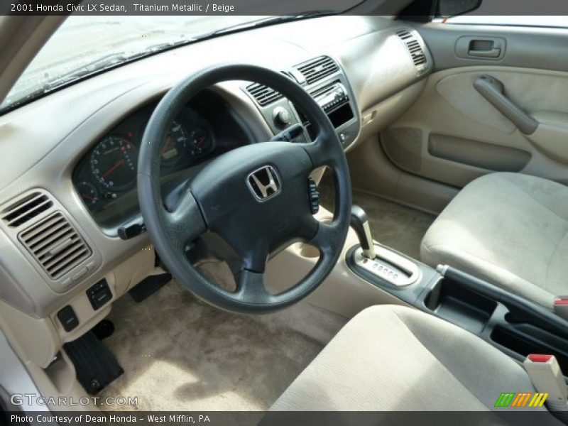 Titanium Metallic / Beige 2001 Honda Civic LX Sedan