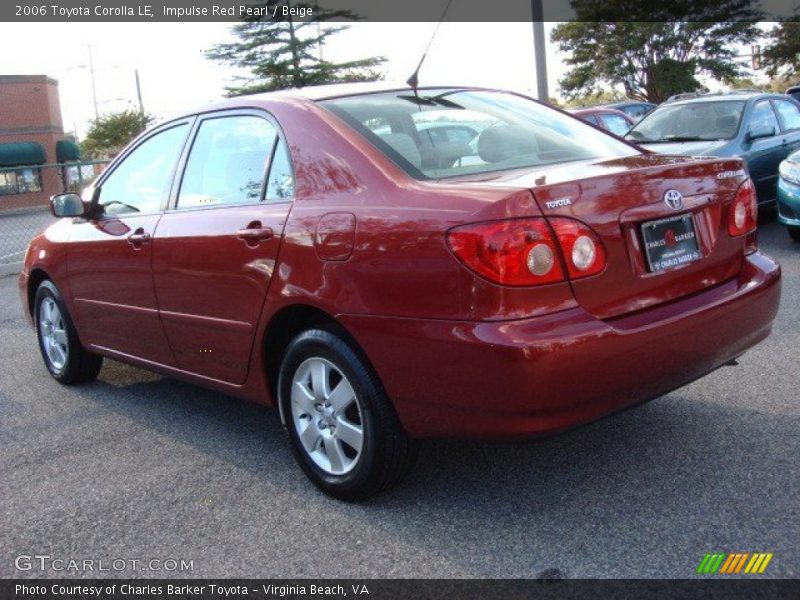 Impulse Red Pearl / Beige 2006 Toyota Corolla LE
