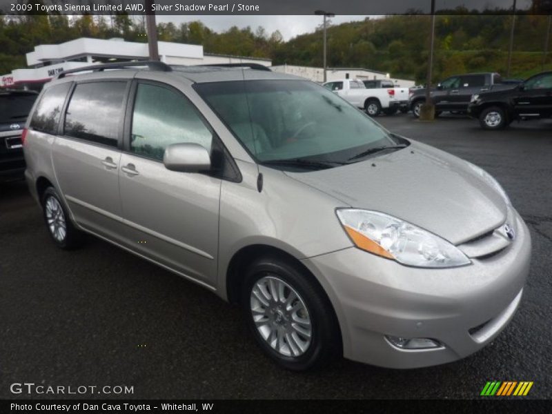 Silver Shadow Pearl / Stone 2009 Toyota Sienna Limited AWD