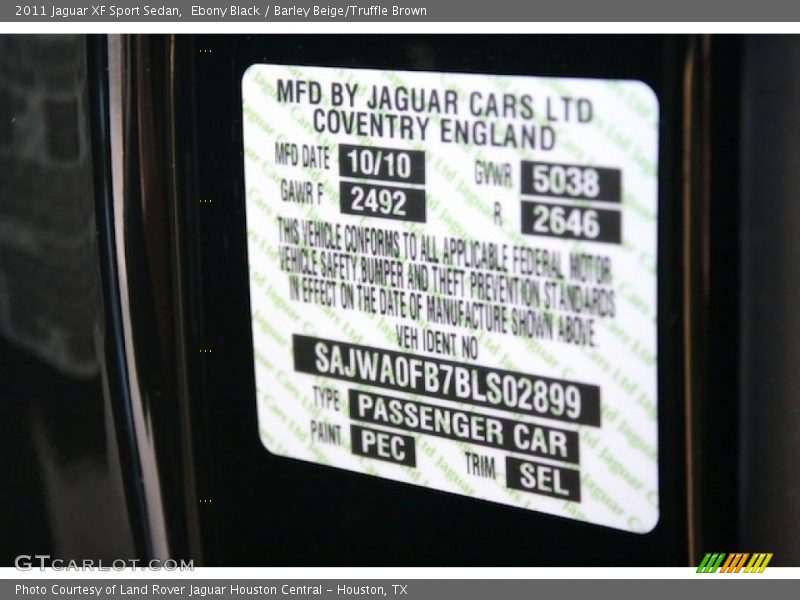 Ebony Black / Barley Beige/Truffle Brown 2011 Jaguar XF Sport Sedan