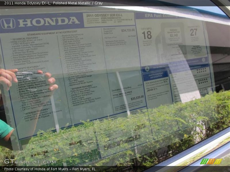 Polished Metal Metallic / Gray 2011 Honda Odyssey EX-L