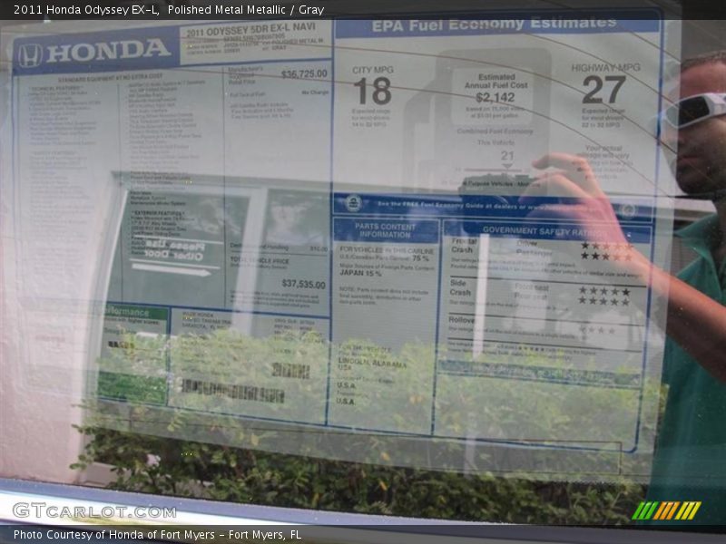 Polished Metal Metallic / Gray 2011 Honda Odyssey EX-L