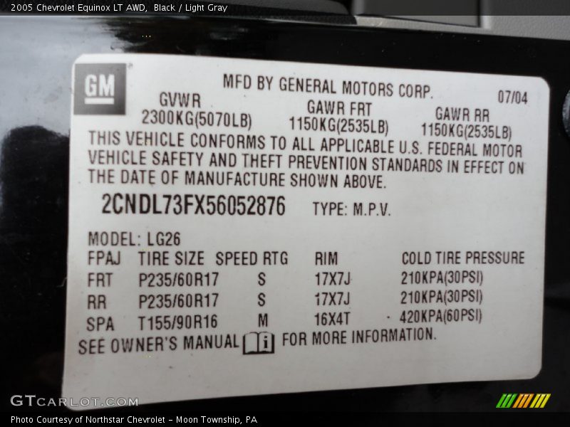 Black / Light Gray 2005 Chevrolet Equinox LT AWD