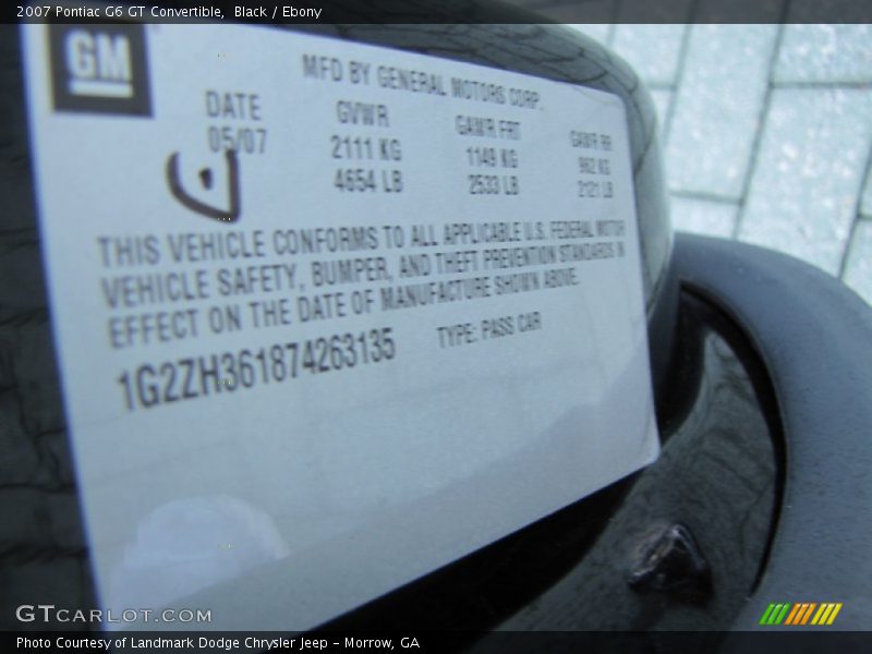 Black / Ebony 2007 Pontiac G6 GT Convertible