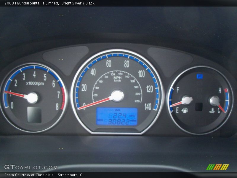 Bright Silver / Black 2008 Hyundai Santa Fe Limited