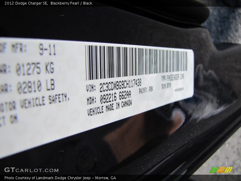 Blackberry Pearl / Black 2012 Dodge Charger SE