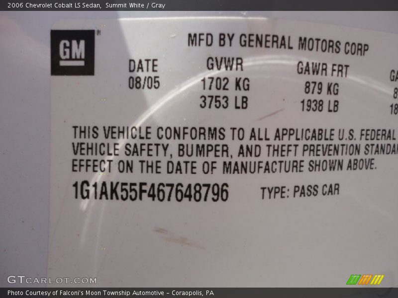 Summit White / Gray 2006 Chevrolet Cobalt LS Sedan