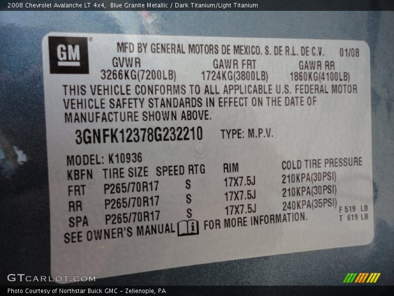 Blue Granite Metallic / Dark Titanium/Light Titanium 2008 Chevrolet Avalanche LT 4x4