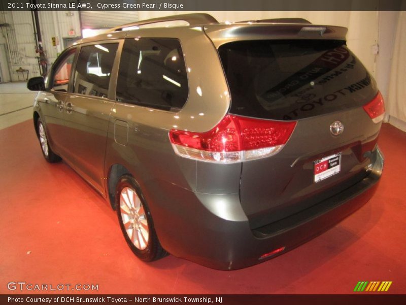 Cypress Green Pearl / Bisque 2011 Toyota Sienna LE AWD