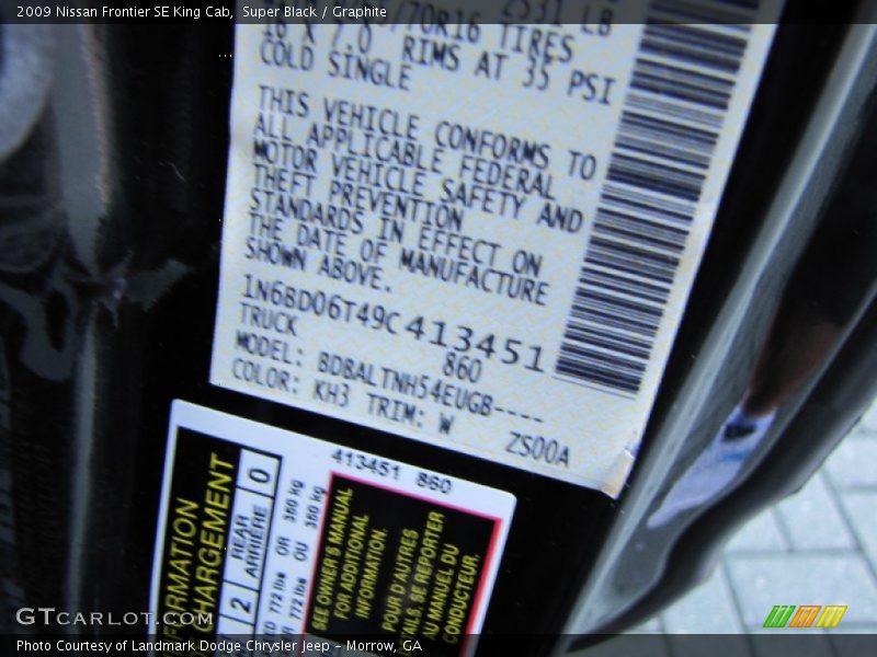 Super Black / Graphite 2009 Nissan Frontier SE King Cab