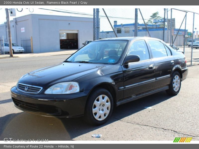 Flamenco Black Pearl / Gray 2000 Honda Civic LX Sedan