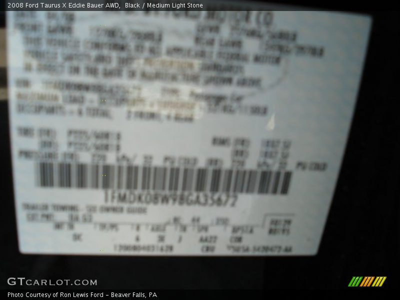 Black / Medium Light Stone 2008 Ford Taurus X Eddie Bauer AWD