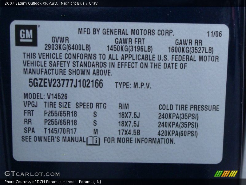 Midnight Blue / Gray 2007 Saturn Outlook XR AWD
