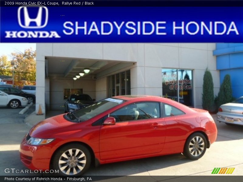 Rallye Red / Black 2009 Honda Civic EX-L Coupe