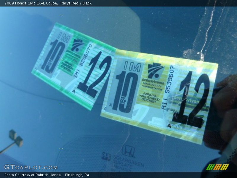 Rallye Red / Black 2009 Honda Civic EX-L Coupe