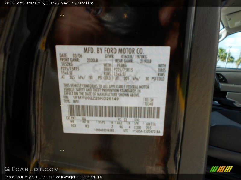 Black / Medium/Dark Flint 2006 Ford Escape XLS