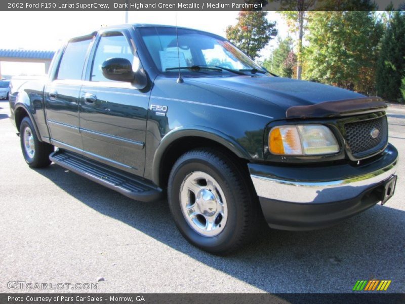 Dark Highland Green Metallic / Medium Parchment 2002 Ford F150 Lariat SuperCrew