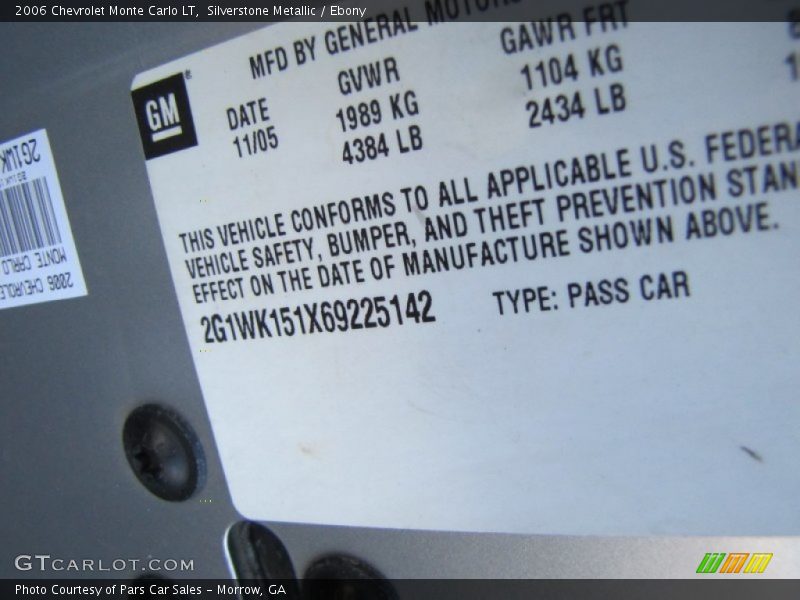 Silverstone Metallic / Ebony 2006 Chevrolet Monte Carlo LT