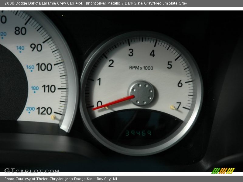 Bright Silver Metallic / Dark Slate Gray/Medium Slate Gray 2008 Dodge Dakota Laramie Crew Cab 4x4
