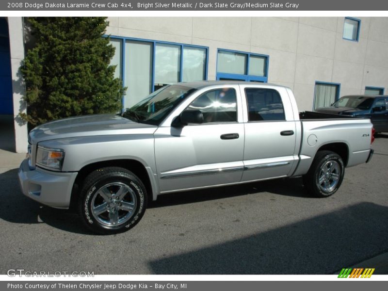 Bright Silver Metallic / Dark Slate Gray/Medium Slate Gray 2008 Dodge Dakota Laramie Crew Cab 4x4