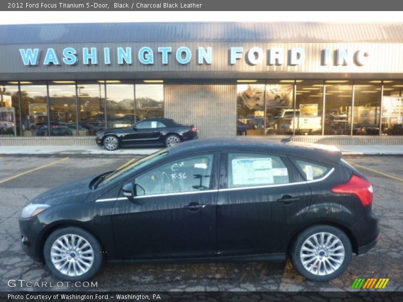 Black / Charcoal Black Leather 2012 Ford Focus Titanium 5-Door