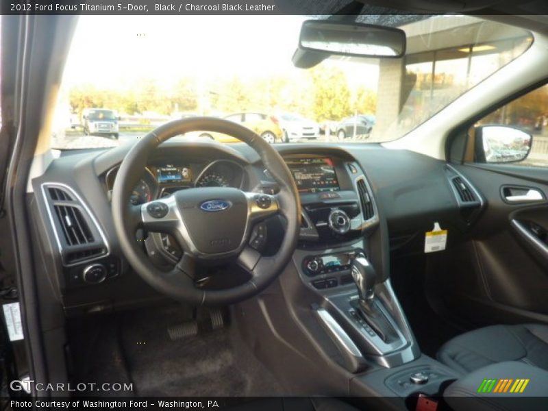 Black / Charcoal Black Leather 2012 Ford Focus Titanium 5-Door