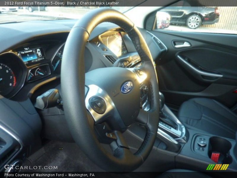 Black / Charcoal Black Leather 2012 Ford Focus Titanium 5-Door