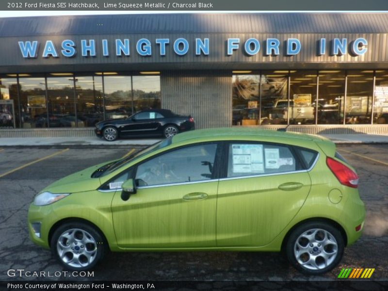 Lime Squeeze Metallic / Charcoal Black 2012 Ford Fiesta SES Hatchback