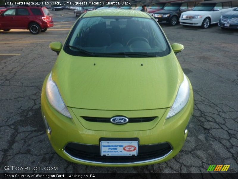 Lime Squeeze Metallic / Charcoal Black 2012 Ford Fiesta SES Hatchback