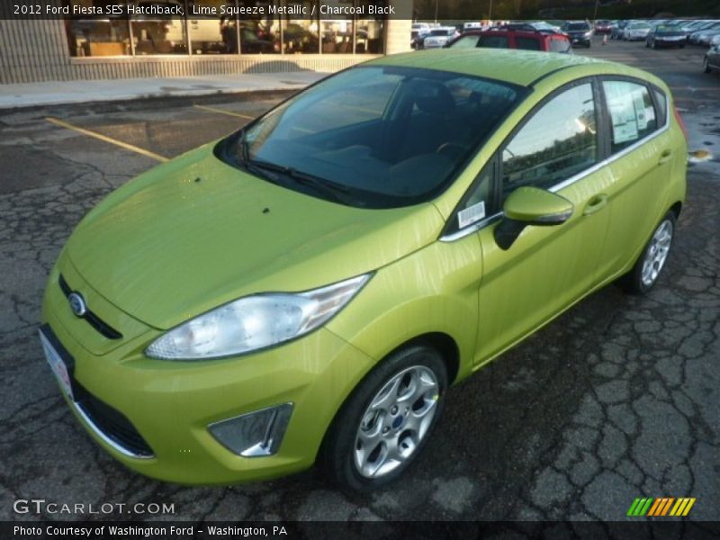 Lime Squeeze Metallic / Charcoal Black 2012 Ford Fiesta SES Hatchback