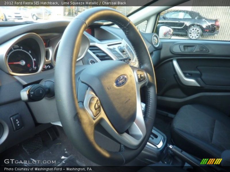 Lime Squeeze Metallic / Charcoal Black 2012 Ford Fiesta SES Hatchback