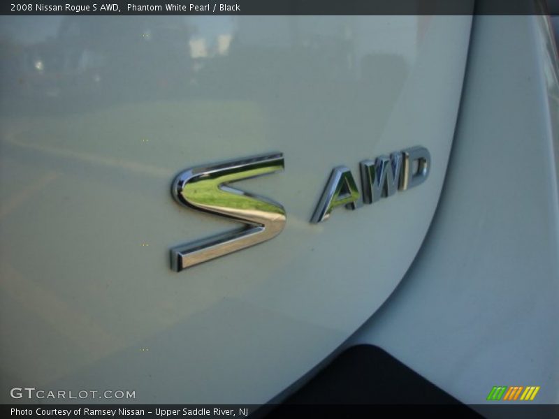 Phantom White Pearl / Black 2008 Nissan Rogue S AWD