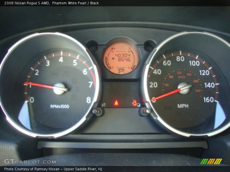Phantom White Pearl / Black 2008 Nissan Rogue S AWD